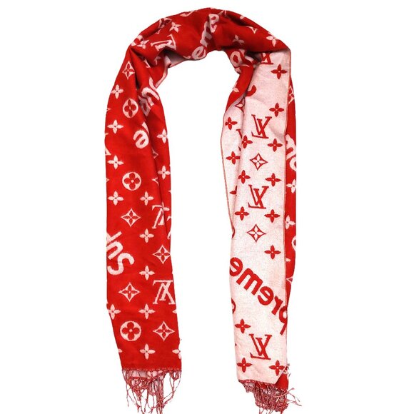 Louis Vuitton Other - Louis Vuitton LV Supreme Red & White Monogram Cashmere Scarf